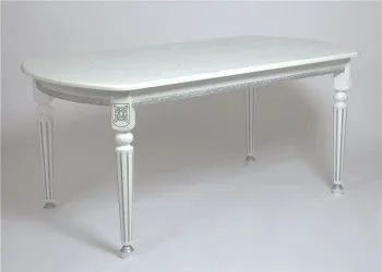 Стол овальный Милорд-170 (90х170х220/белый/патина серебро)