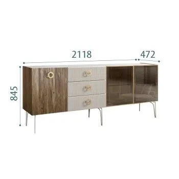 Комод 2.1м Bogemia Woodline Wood Fi (Шелк) (Novabuk/Золото) БМКМ-5[5][10]