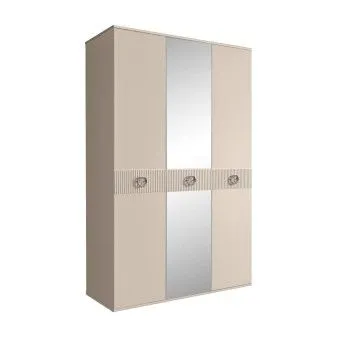 Шкаф 3-х дверный с зеркалом Bogemia Fillini (Ваниль/Хром) БМШ1/3(Fi)