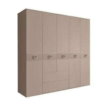 Шкаф 5-ти дверный с ящиками, Bogemia Fillini (Мокка/Хром) БМШ2/51(Fi)