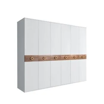 Шкаф 6-ти дв. Bogemia Wood Fi (Белый/Золото) БМШ2/6(Wo)