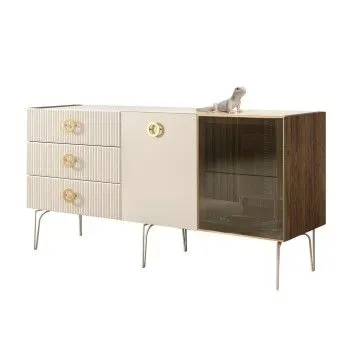 Комод 1.6м Bogemia Woodline Fi (Слоновая кость) (Lakobel/Золото) БМКМ-4[5][10]