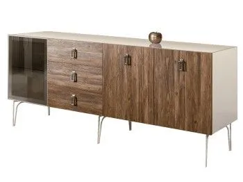 Комод 2.1м Bogemia Wood Fa (Слоновая кость) (Lakobel/Хром) БМКМ-5(Wo)[4]