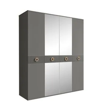 Шкаф 4-х дв. с зеркалами Bogemia Fillini (Серый/Золото) БМШ1/4(Fi)