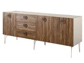 Комод 2.1м Bogemia Wood Fi (Слоновая кость) (Novabuk/Хром) БМКМ-5(Wo)