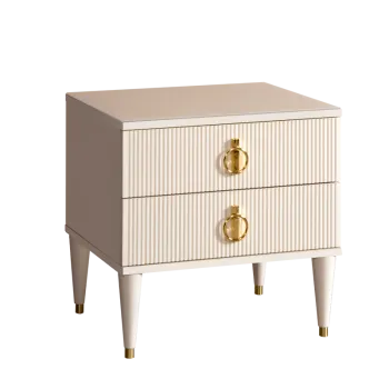 Тумба прикроватная 2 ящика Римини СОЛО (Бежевый/Золото) РМТП-2(s)
