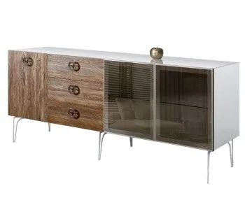 Комод 2.1м Bogemia Wood Fi (Белый) (Lakobel/Хром) БМКМ-5(Wo)[5][10]