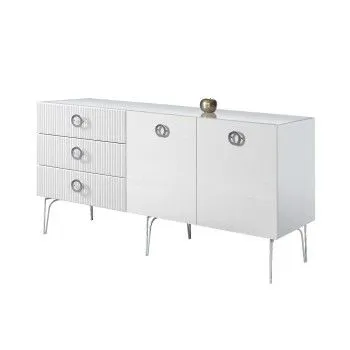 Комод 1.6м Bogemia Fillini (Белый) (Lakobel/Хром) БМКМ-4(Fi)