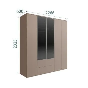 Шкаф 5-ти дв. с ящиками Bogemia Air (Мокка/Серебро) БМШ2/52(2)