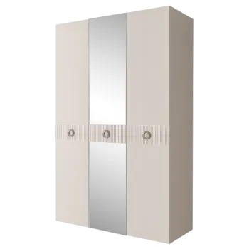 Шкаф 3-х дверный с зеркалом Bogemia Fillini (Слоновая кость/Хром) БМШ1/3(Fi)