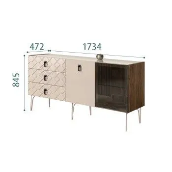 Комод 1.6м Bogemia Woodline Fa (Ваниль) (Lakobel/Черный) БМКМ-4[5][10]