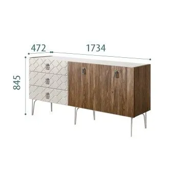 Комод 1.6м Bogemia Woodline Fa (Шелк) (Novabuk/Хром) БМКМ-4