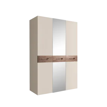 Шкаф 3-х дверный с зеркалом Bogemia Wood Wo (Слоновая кость/Хром) БМШ1/3(Wo)