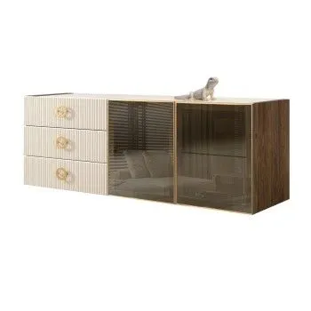 Комод 1.6м Bogemia Woodline Fly Fi (Слоновая кость) (Lakobel/Золото) БМКМ-4[5]