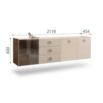 Комод 2.1м Bogemia Woodline Fly Fi (Ваниль) (Lakobel/Хром) БМКМ-5[4]