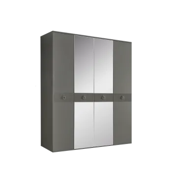 Шкаф 4-х дверный с зеркалом, с ящиками Римини СОЛО (Серый/Золото) РМШ1/41(s)