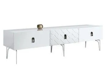 Тумба под телевизор 2.1м Bogemia Farfalle (Белый) (Lakobel/Черный) БМТ-2(Fa)[10]