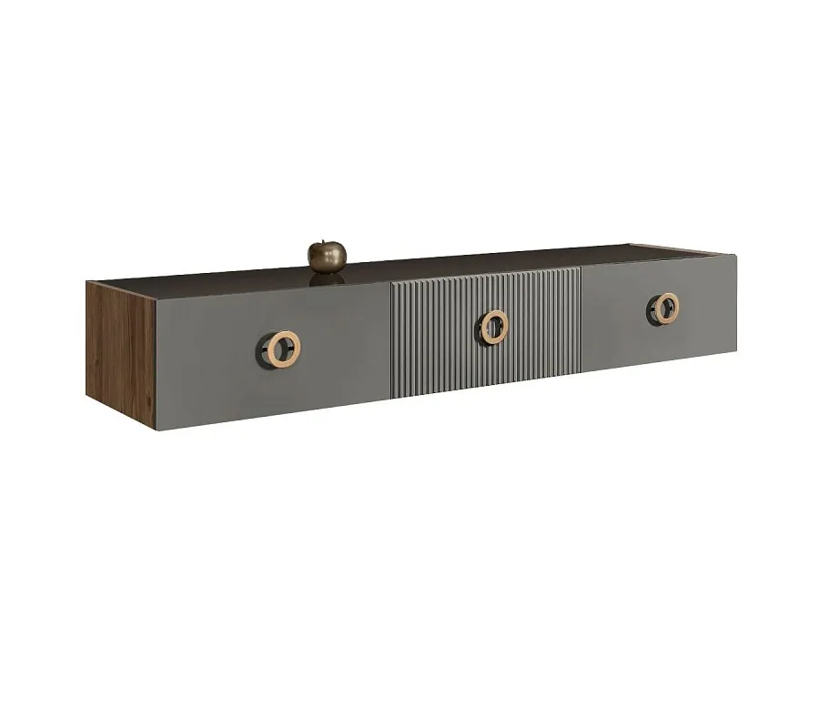Тумба телевизионная 1.6м Bogemia Woodline Fly Fi (Серый) (Lakobel/Золото) БМТ-1[10]