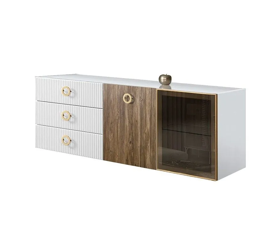 Комод 1.6м Bogemia Fly Wood Fi (Белый) (Lakobel/Золото) БМКМ-4[5][10]