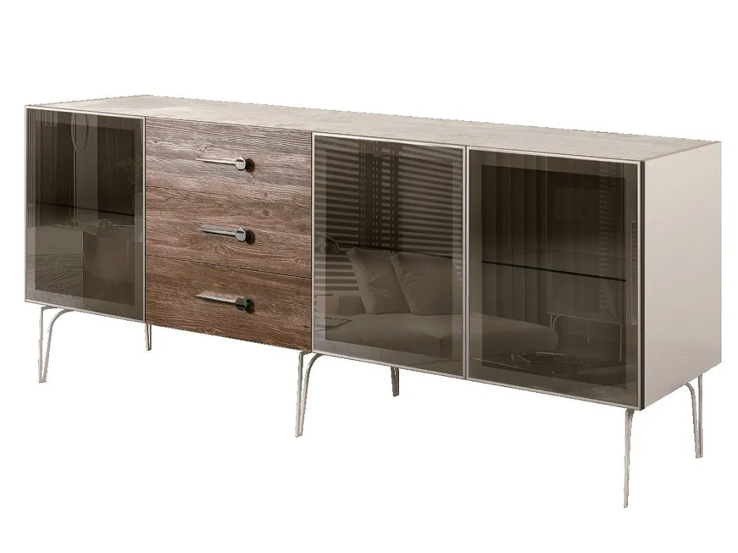 Комод 2.1м Bogemia Wood Wo (Слоновая кость) (Novabuk/Хром) БМКМ-5(Wo)[5]