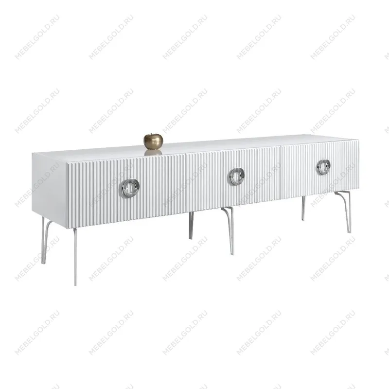 Тумба под телевизор 1.6м Bogemia Fillini (Белый) (Lakobel/Хром) БМТ-1(Fi)