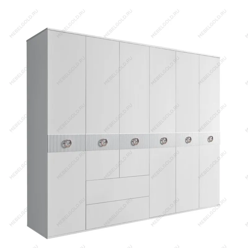 Шкаф 6-ти дверный с ящиками, Bogemia Fillini (Белый/Хром) БМШ2/61(Fi)