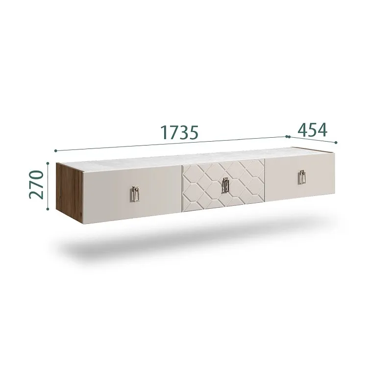Тумба телевизионная 1.6м Bogemia Woodline Fly Fa (Шелк) (Novabuk/Хром) БМТ-1[10]