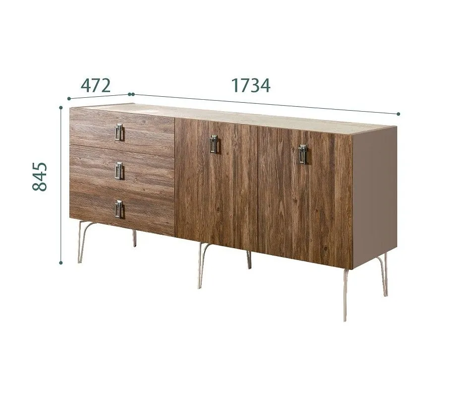 Комод 1.6м Bogemia Wood Fa (Мокка) (Novabuk/Хром) БМКМ-4(Wo)
