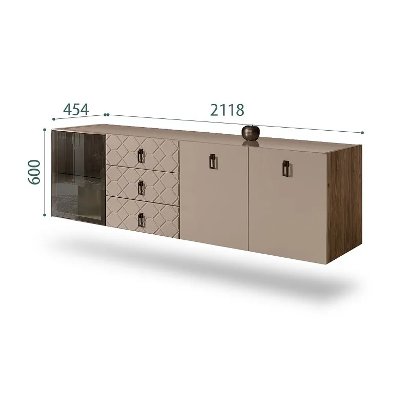 Комод 2.1м Bogemia Woodline Fly Fa (Мокка) (Lakobel/Черный) БМКМ-5[4]