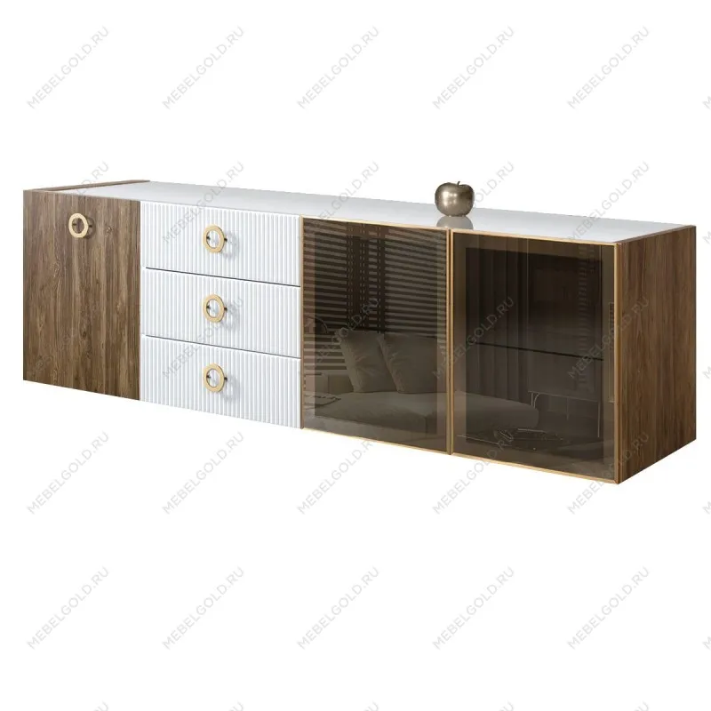 Комод 2.1м Bogemia Woodline Fly Wood Fi (Белый) (Lakobel/Золото) БМКМ-5[5][10]