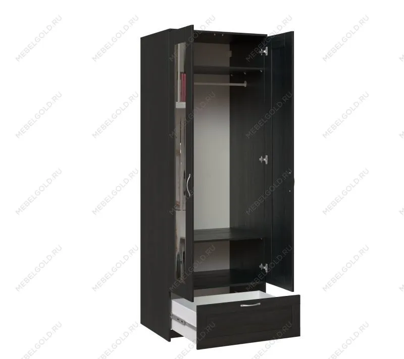 БРИМНЭС / СИРИУС Шкаф двухдверный ИКЕА / IKEA с одним выдвижным ящикам и двумя зеркалами, Дуб Венге | изображение 2