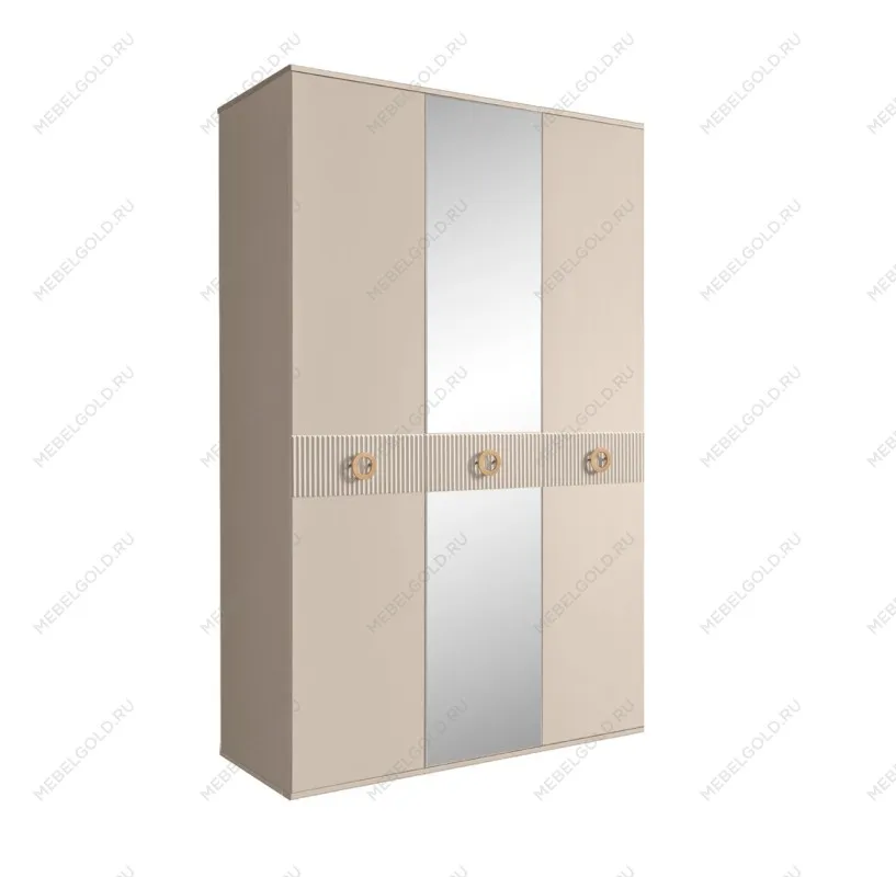Шкаф 3-х дверный с зеркалом Bogemia Fillini (Ваниль/Золото) БМШ1/3(Fi)