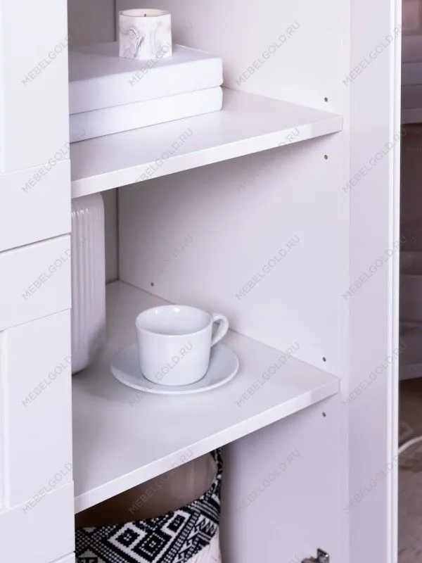 Тумба Сириус, 2 двери со стеклом и 3 ящика, 117х41х95 см, белая | изображение 3