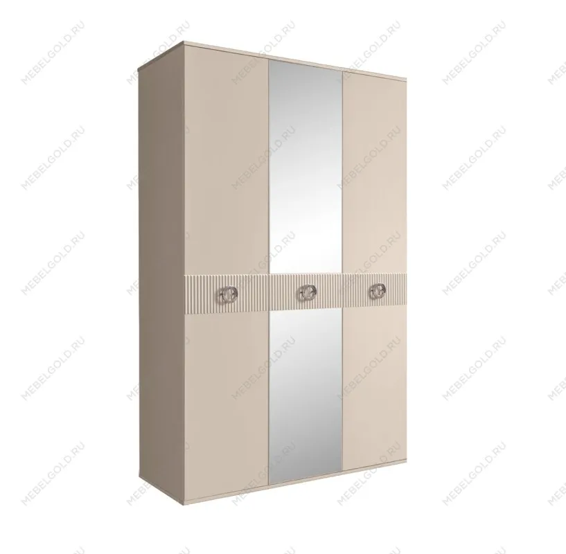 Шкаф 3-х дверный с зеркалом Bogemia Fillini (Ваниль/Хром) БМШ1/3(Fi)