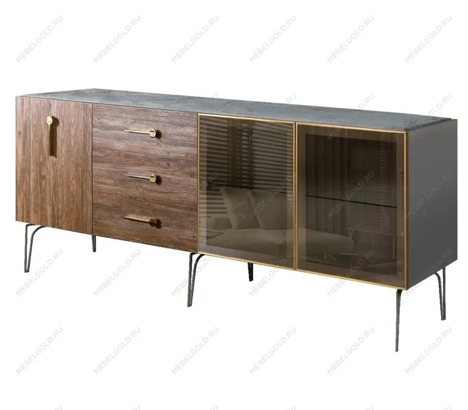 Комод 2.1м Bogemia Wood Wo (Серый) (Novabuk/Золото) БМКМ-5(Wo)[5][10]