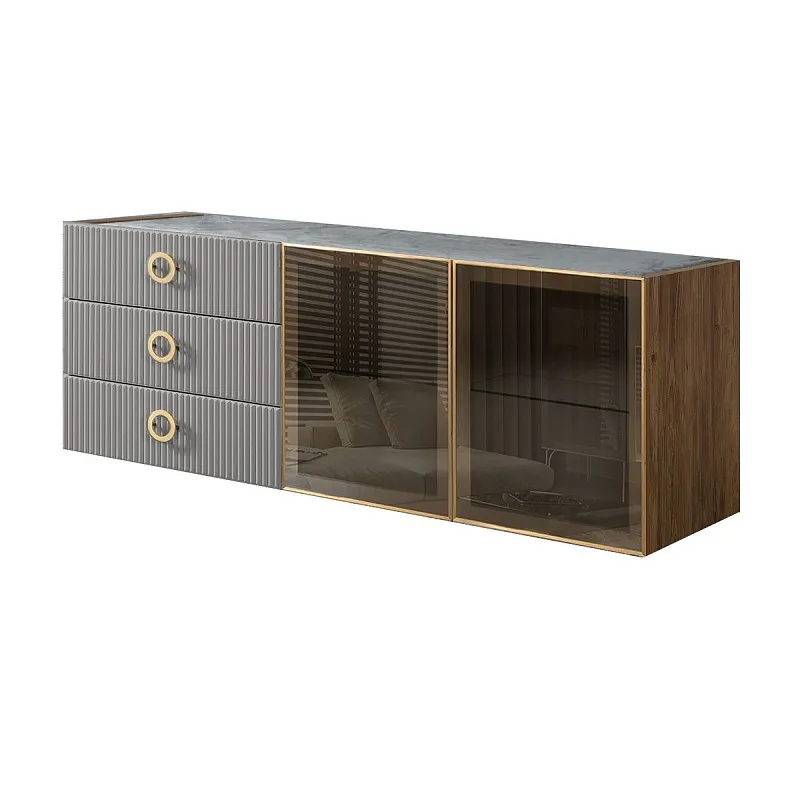 Комод 1.6м Bogemia Woodline Fly Fi (Серый) (Novabuk/Золото) БМКМ-4[5]