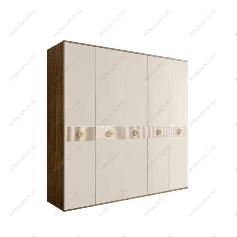 Шкаф 5-ти дв. Bogemia Woodline Fi (Слоновая кость/Золото) БМШ2/5(Fi)