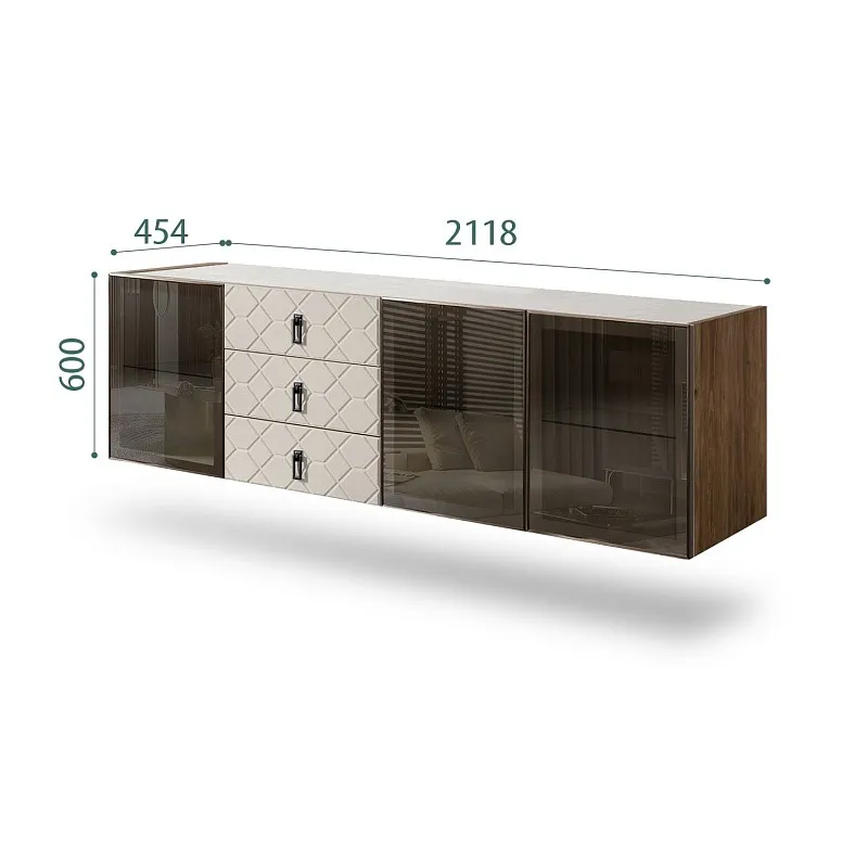 Комод 2.1м Bogemia Woodline Fly Fa (Шелк) (Novabuk/Черный) БМКМ-5[5]