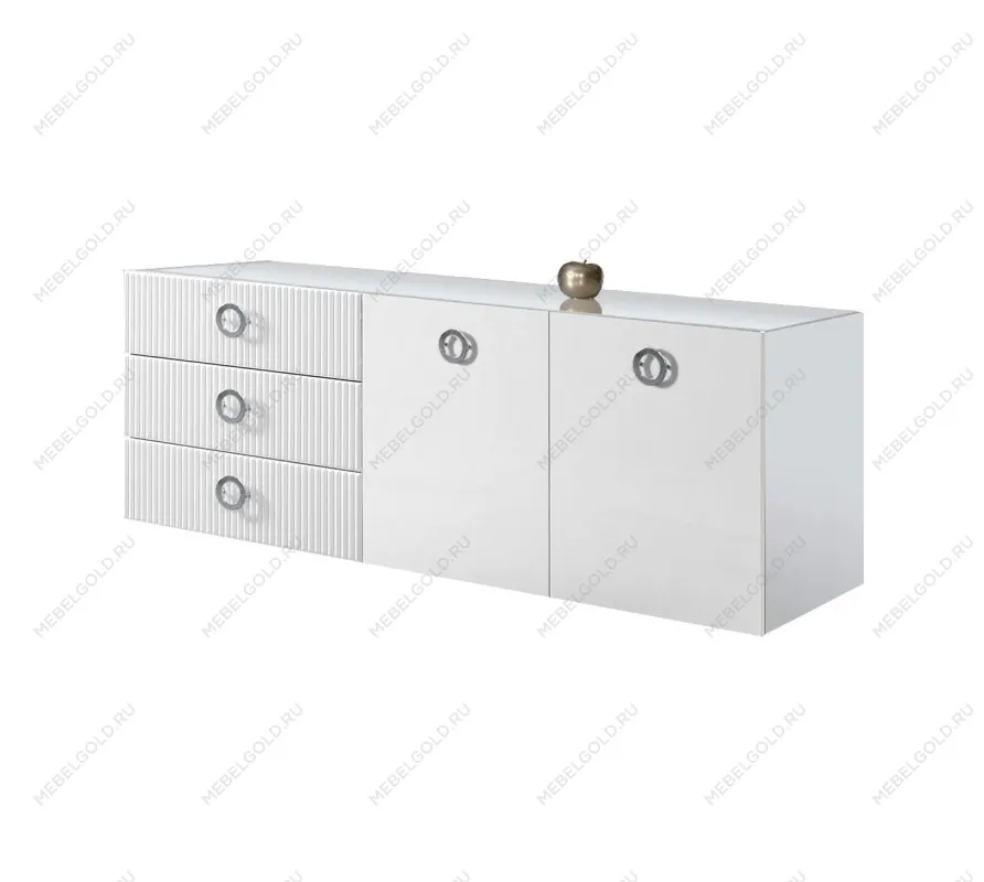 Комод 1.6м Bogemia Fly Fillini (Белый) (Lakobel/Хром) БМКМ-4