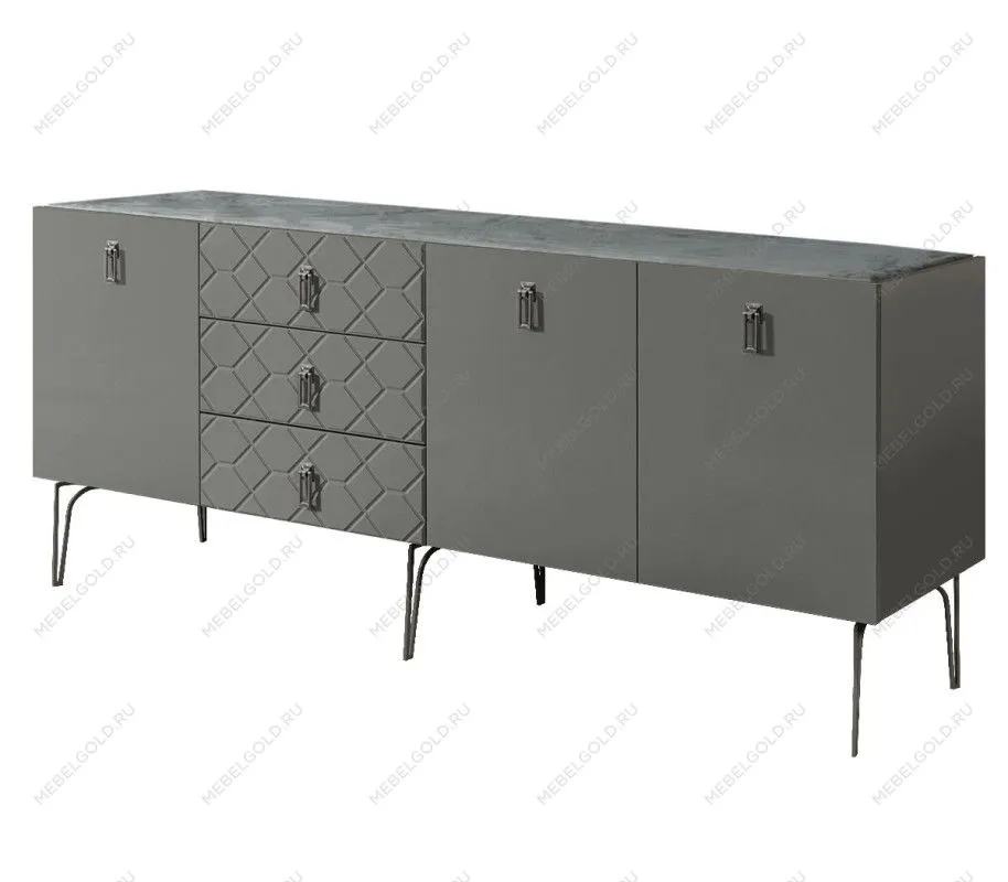 Комод 2.1м Bogemia Farfalle (Серый) (Novabuk/Хром) БМКМ-5(Fa)