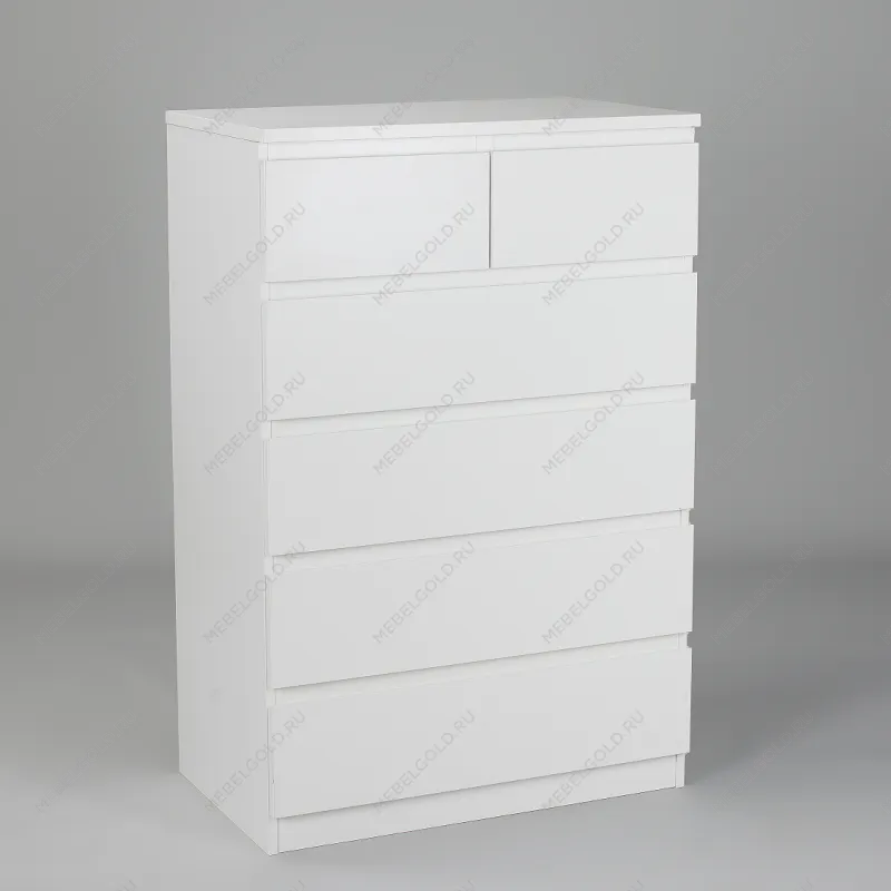 Комод Мальта, 4+2 ящика, с доводчиками, 80х48х121 см, белый