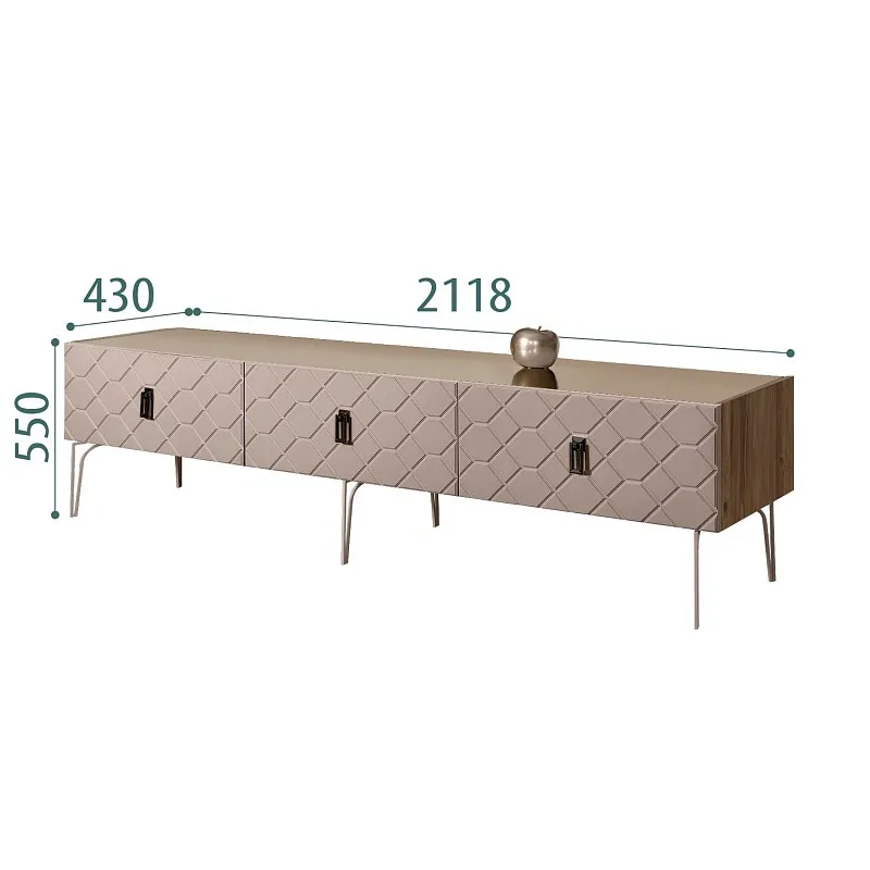 Тумба телевизионная 2.1м Bogemia Woodline Fa (Мокка) (Lakobel/Черный) БМТ-2