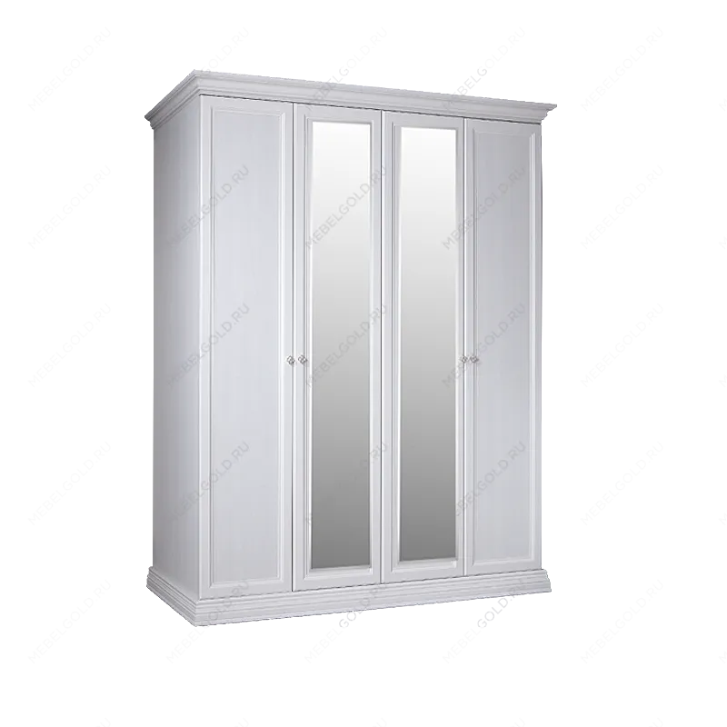 Шкаф 4-х дв. для платья и белья (2 зеркала) Амели дуб АМШ1/4