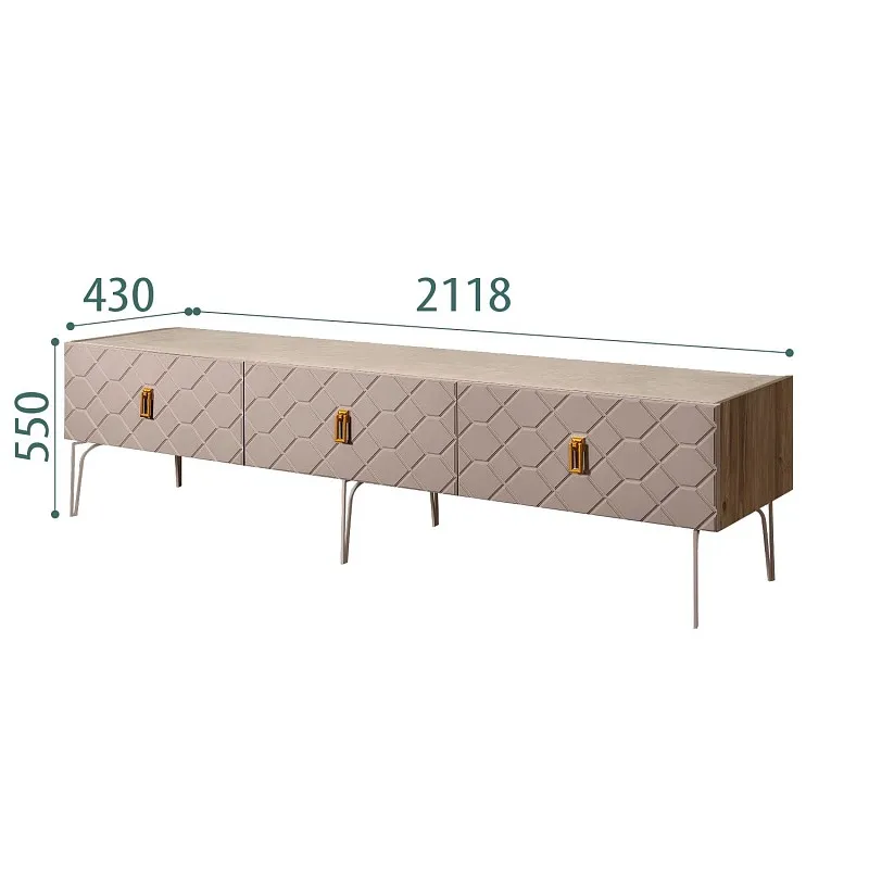Тумба телевизионная 2.1м Bogemia Woodline Fa (Мокка) (Novabuk/Золото) БМТ-2