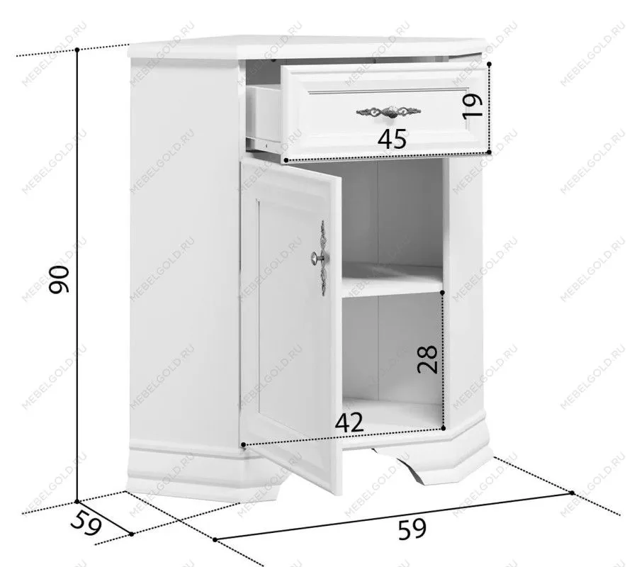 Тумба Кентаки KOMN1D1S/L угловая белый | изображение 1