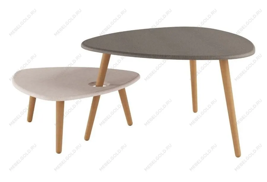 Стол журнальный Стилгрей (Серый лен/бежевый лен)