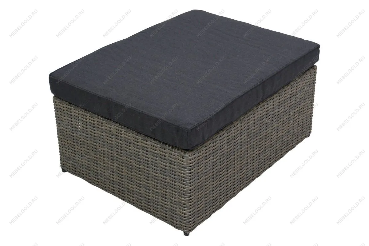 Набор мебели Драмен арт.GS009 серо-коричневый, серый (стол, 2 угл.кресла, 2 пуфа, ротанг серо-корич, подушки серые) | изображение 7