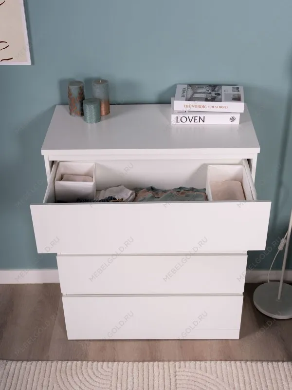 Комод Варма, 4 ящика, 80х100х40 см, эмаль белая | изображение 9