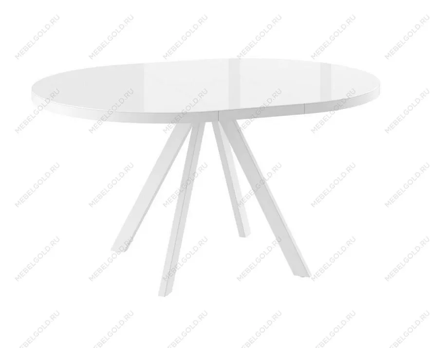 Стол круглый раздвижной со стеклом TRIO-110 (Белый оптивайт/Белый) 110(145) | изображение 1