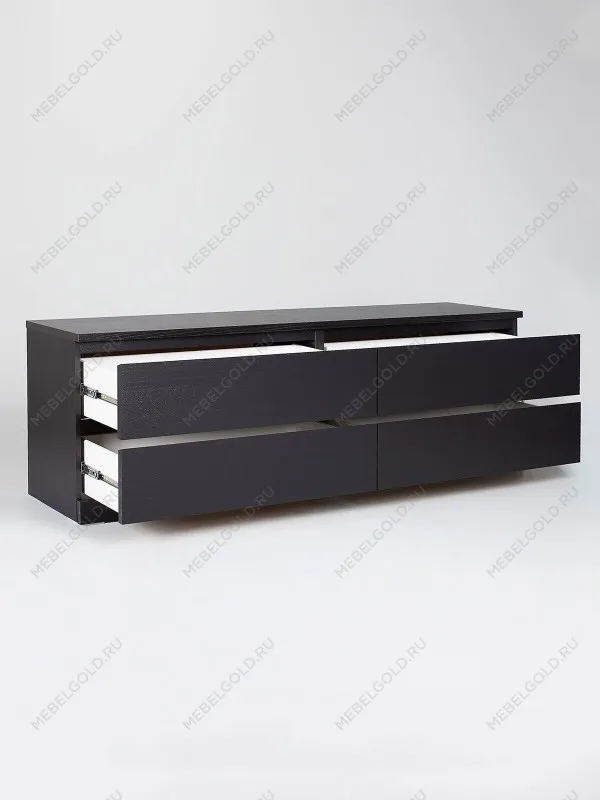 Комод Варма, 4 ящика, горизонтальный, 160х54х40 см, шпон натурального дерева, ясень черный | изображение 10